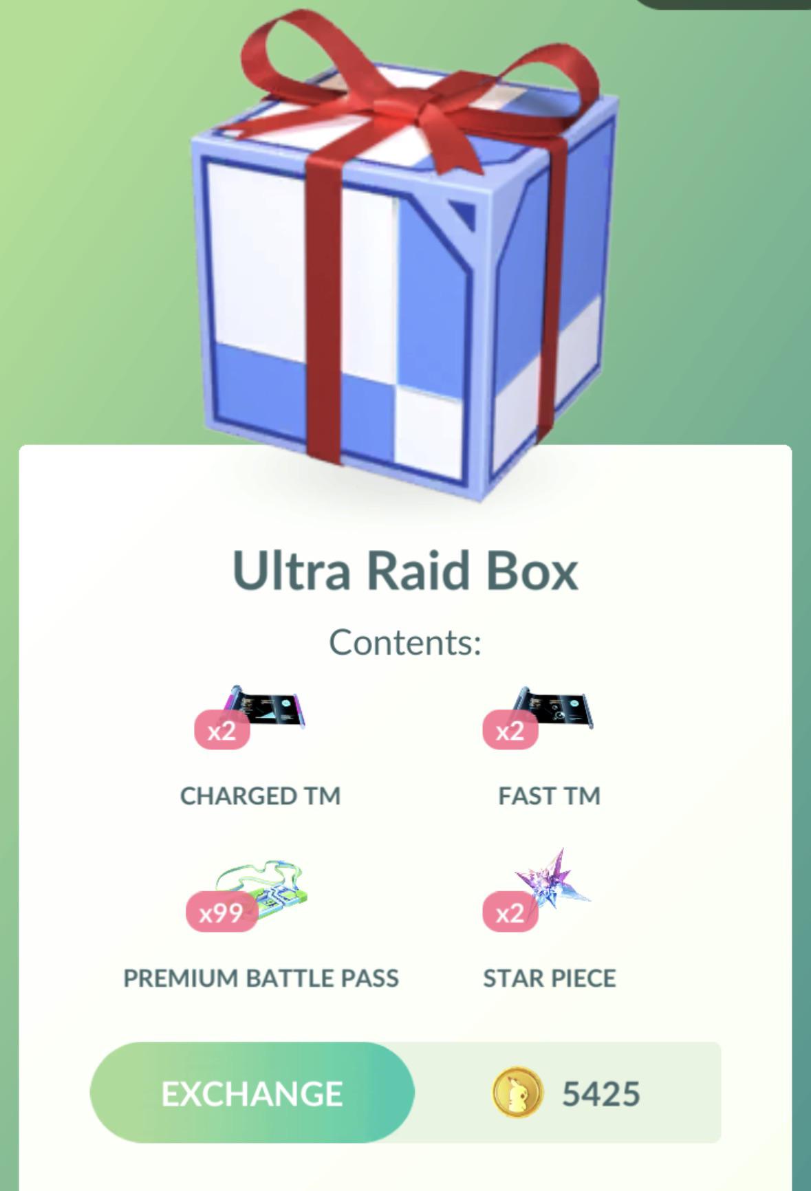 99 Premium Battle Pass Box (Ultra variant) in the Pokémon GO in-game shop